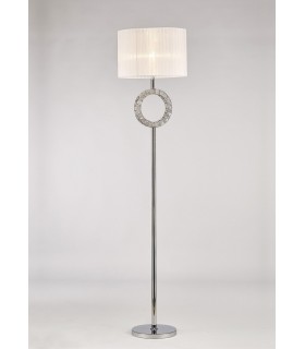Round Floor Lamp with White Shade 1 Light Polished Chrome, Crystal - 2