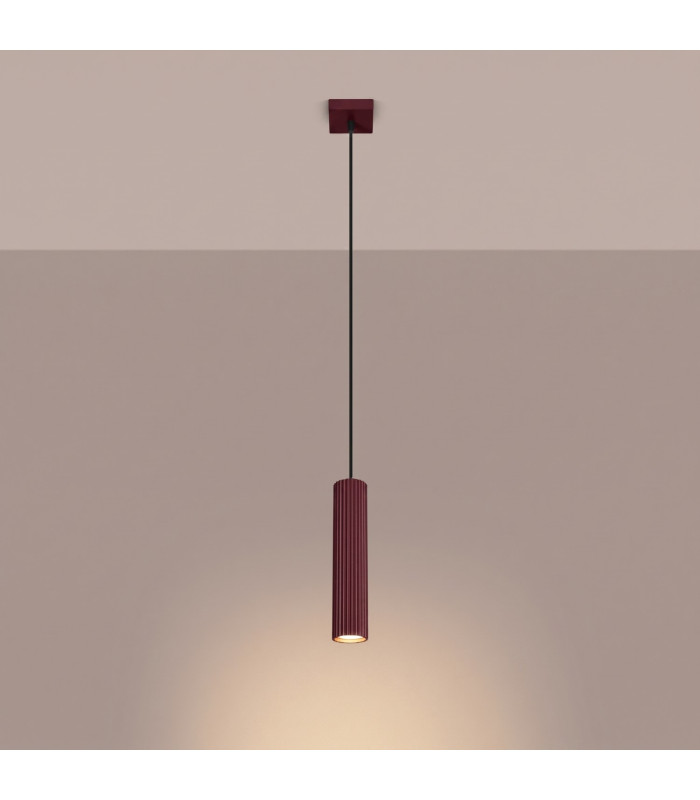 Karbon Slim Pendant Ceiling Light Burgundy 1x GU10-3