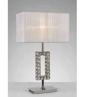 Rectangle Table Lamp with White Shade 1 Light Polished Chrome, Crystal - 2