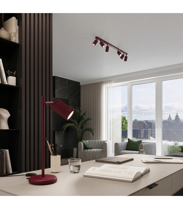 Karbon Slim Pendant Ceiling Light Burgundy 1x GU10-12