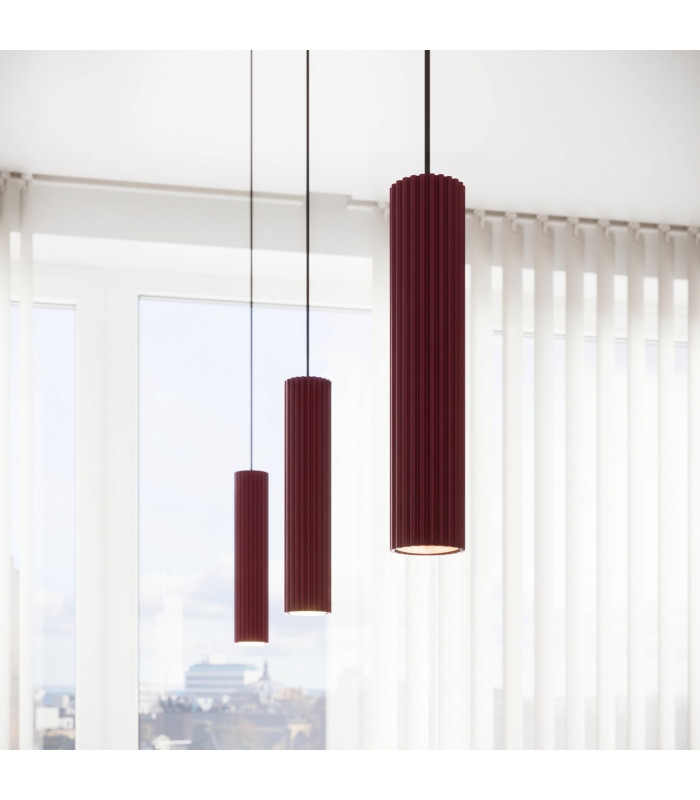 Karbon Slim Pendant Ceiling Light Burgundy 1x GU10-13