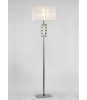 Renctangle Floor Lamp with White Shade 1 Light Polished Chrome, Crystal - 2