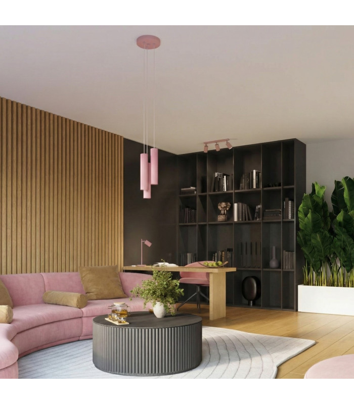 Karbon Slim Pendant Ceiling Light Pink 1x GU10-13