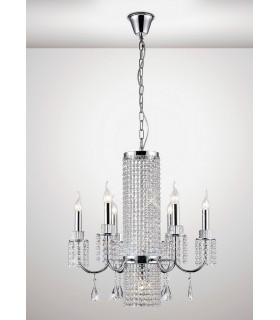 Ceiling Pendant Chandelier 6 Light Polished Chrome, Crystal - 2