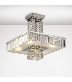 Semi Flush Ceiling 6 Light Polished Chrome, Crystal - 2