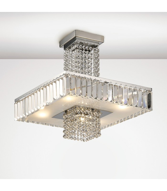 Semi Flush Ceiling 6 Light Polished Chrome, Crystal - 2