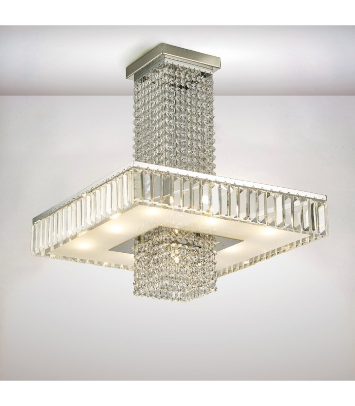 Semi Flush Ceiling 8 Light Polished Chrome, Crystal - 4