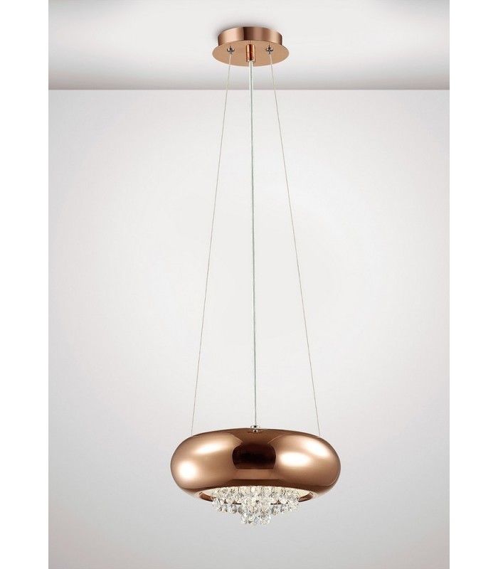 Small Ceiling Pendant 2 Light G9 Polished Copper, Crystal - 2