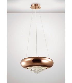 Large Ceiling Pendant 3 Light G9 Polished Copper, Crystal - 2