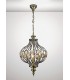 Ceiling Pendant 3 Light E14 Antique Brass, Amber Crystal - 2