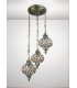 Triple Ceiling Pendant Round 3 Light E27 Antique Brass, Amber Crystal - 2