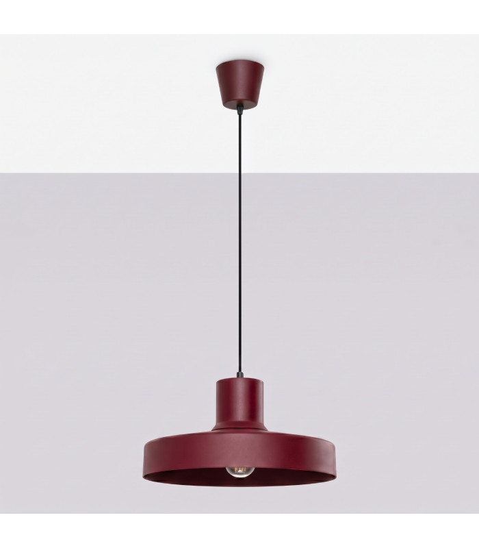 Bilo Dome Pendant Ceiling Light Burgundy 1x E27-2
