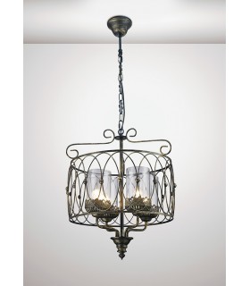 Caged Ceiling Pendant 4 Light E27 Black, Gold with Clear Glass - 2