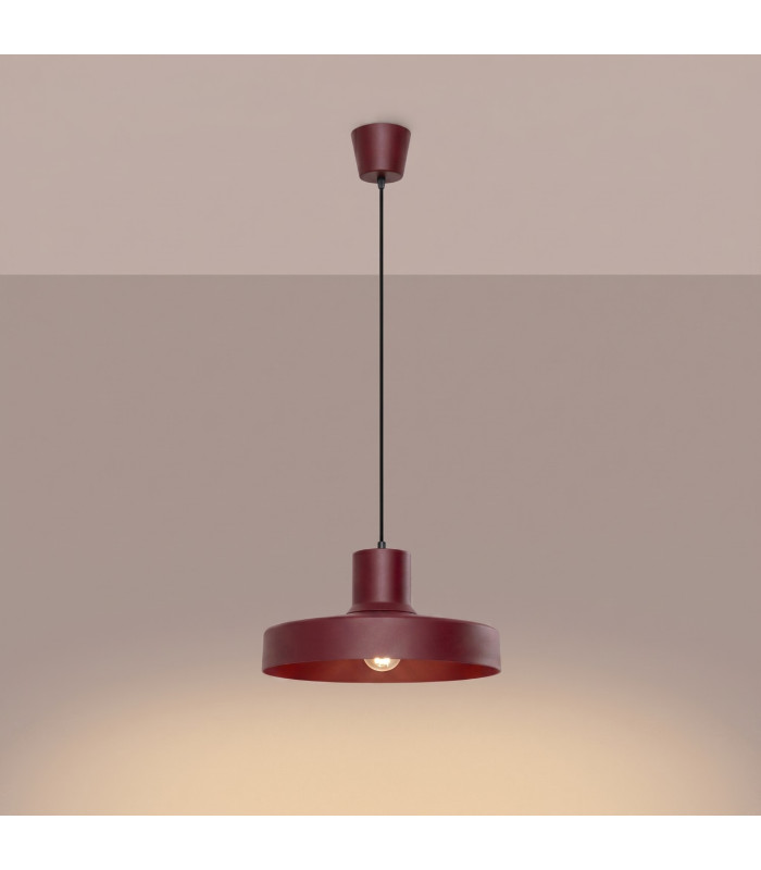 Bilo Dome Pendant Ceiling Light Burgundy 1x E27-3