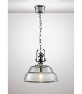 Large Dome Ceiling Pendant E27 Polished Chrome, Clear Glass - 2