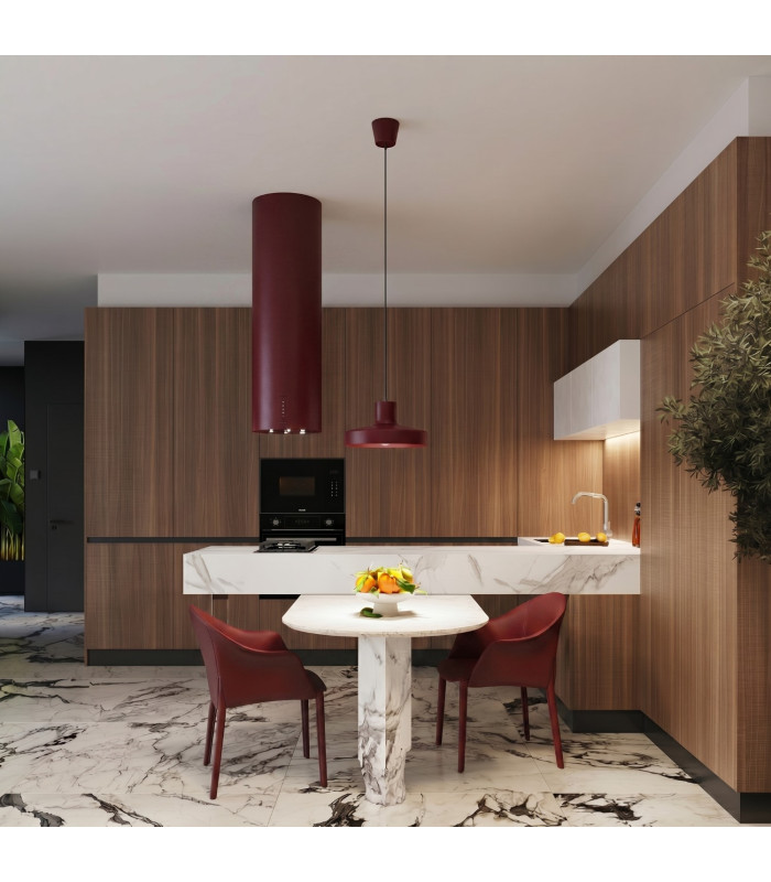 Bilo Dome Pendant Ceiling Light Burgundy 1x E27-12