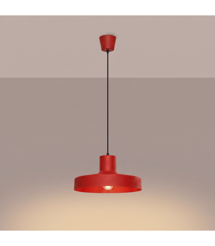Bilo Dome Pendant Ceiling Light Red 1x E27-3