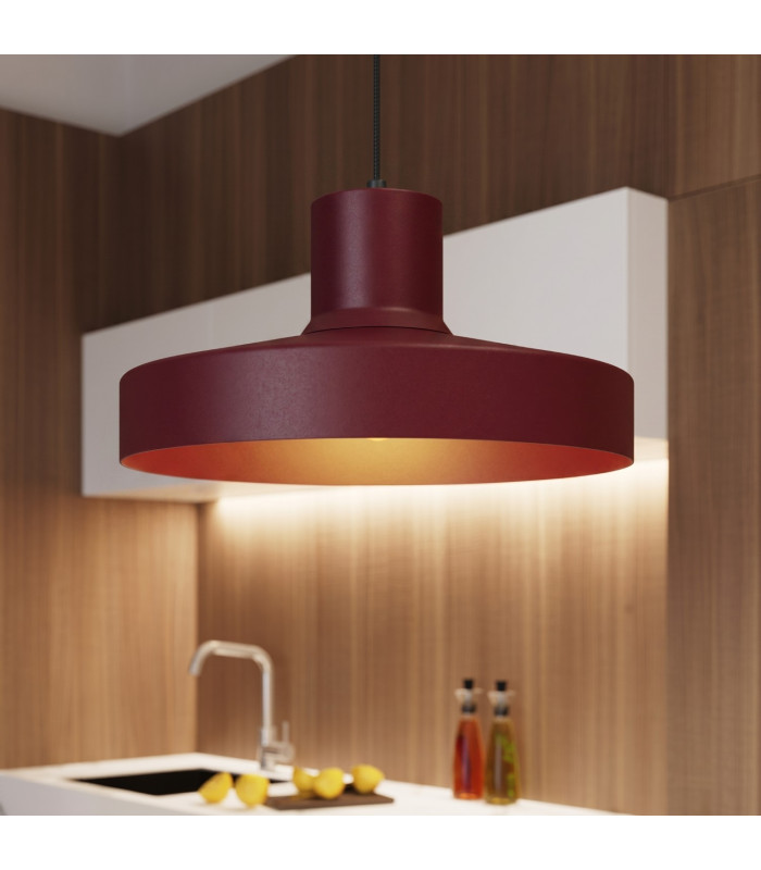 Bilo Dome Pendant Ceiling Light Burgundy 1x E27-14