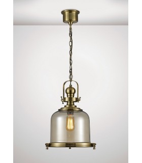 Medium Bell Ceiling Pendant E27 Antique Brass, Cognac Glass - 2