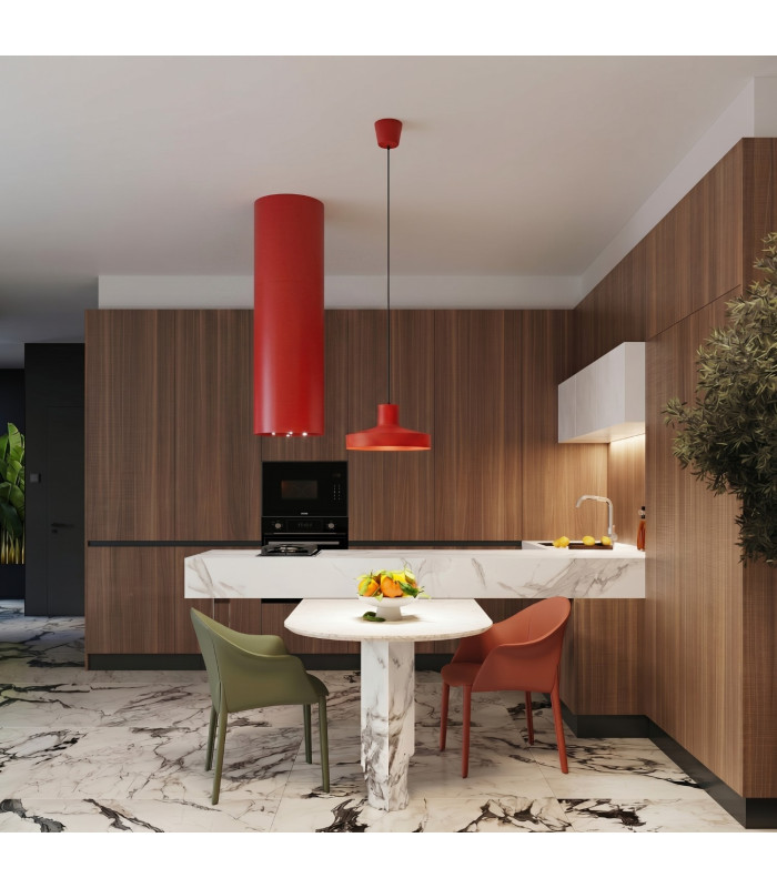 Bilo Dome Pendant Ceiling Light Red 1x E27-12