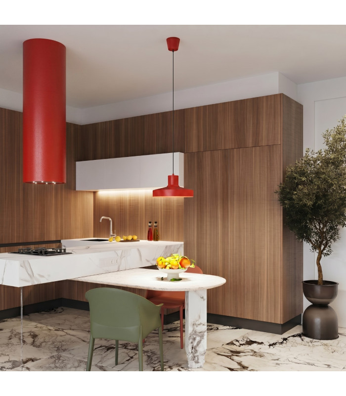 Bilo Dome Pendant Ceiling Light Red 1x E27-13
