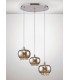 Ceiling Cluster Pendant 3 Light E14 Round Mirrored Glass, Polished Chrome, Clear Glass - 2