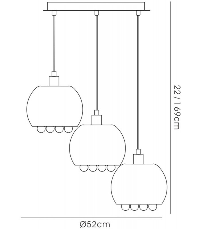 Ceiling Cluster Pendant 3 Light E14 Round Mirrored Glass, Polished Chrome, Clear Glass - 3
