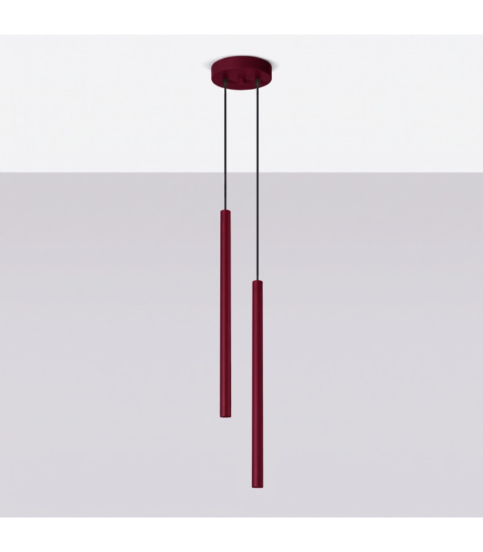 Pastelo Cluster Pendant Ceiling Light Burgundy 2x G9-2
