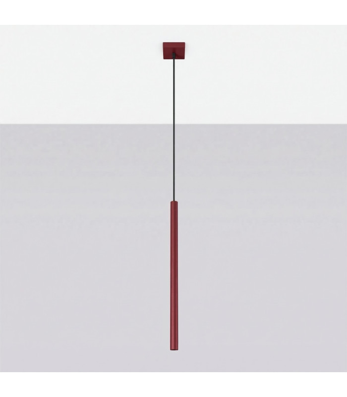 Pastelo Slim Pendant Ceiling Light Burgundy 1x G9-2