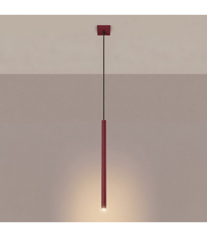 Pastelo Slim Pendant Ceiling Light Burgundy 1x G9-3