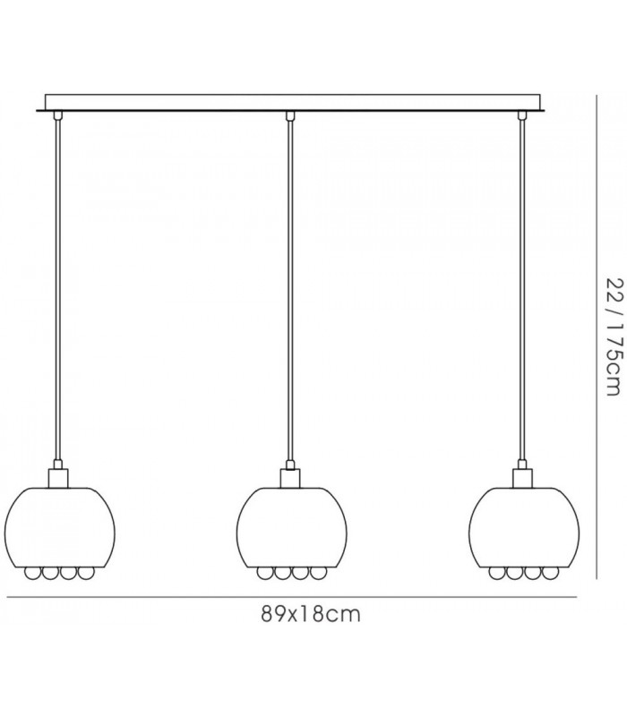 Ceiling Pendant 3 Light E14 Linear Mirrored Glass, Polished Chrome, Clear Glass - 3