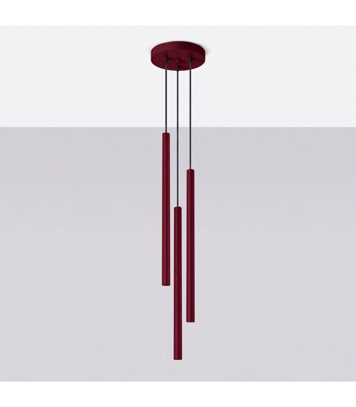 Pastelo Cluster Pendant Ceiling Light Burgundy 3x G9-2