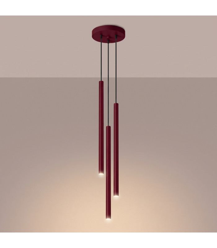 Pastelo Cluster Pendant Ceiling Light Burgundy 3x G9-3