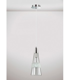 Ceiling Pendant 1 Light E14 Polished Chrome, Crystal - 2