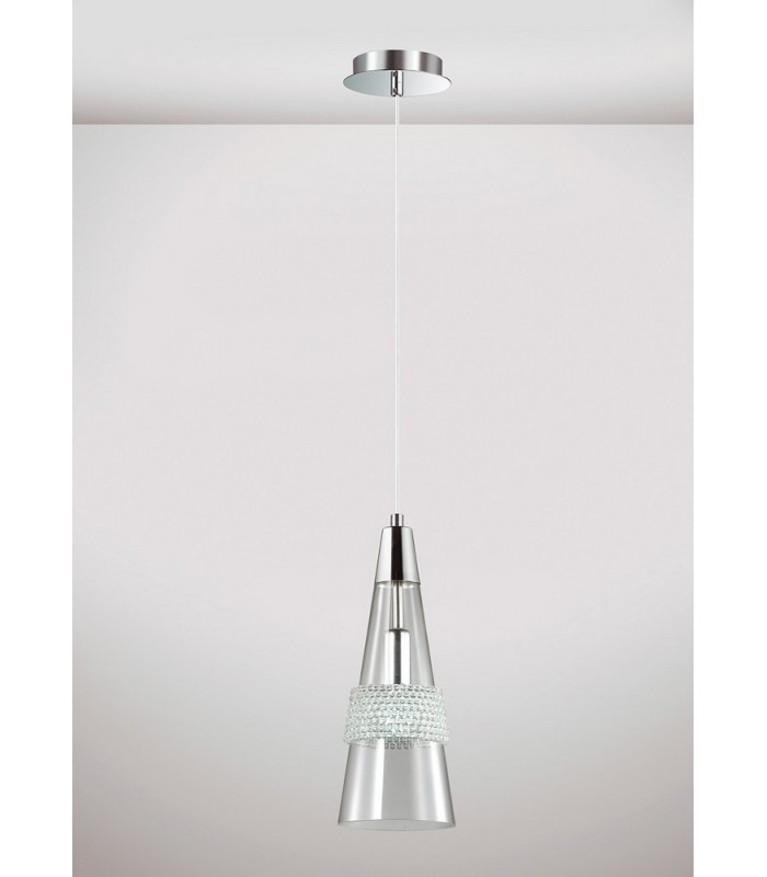 Ceiling Pendant 1 Light E14 Polished Chrome, Crystal - 2