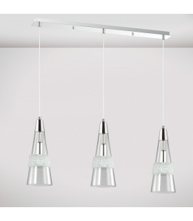 Ceiling Pendant 3 Light E14 Linear Polished Chrome, Crystal - 2