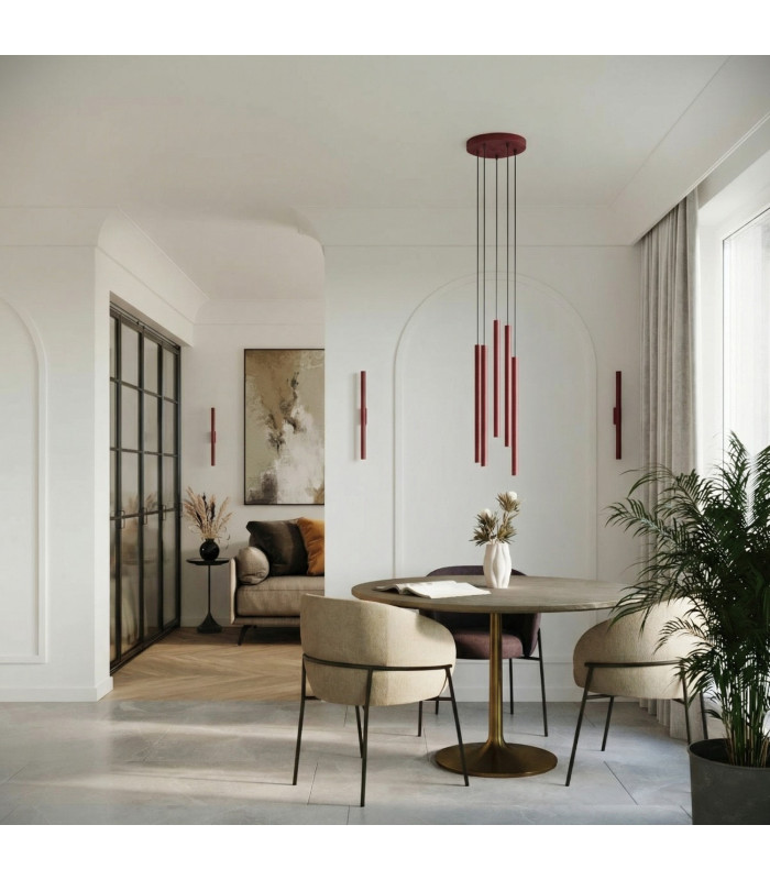 Pastelo Cluster Pendant Ceiling Light Burgundy 3x G9-7
