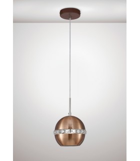 Dome Ceiling Pendant E27 Satin Copper, Crystal - 2