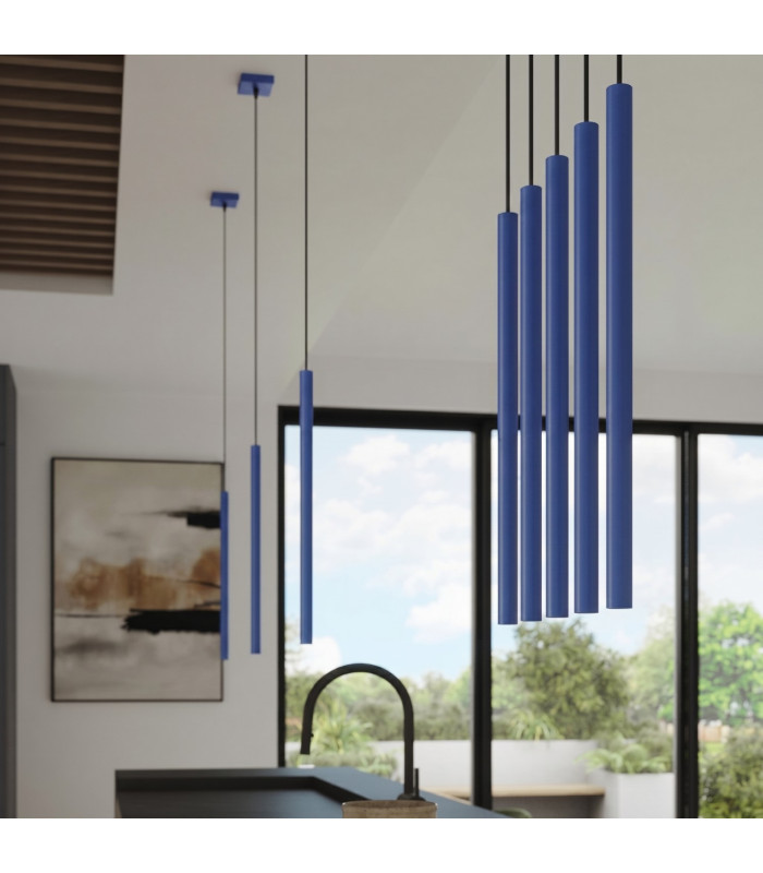 Pastelo Cluster Pendant Ceiling Light Ultramarine 3x G9-9