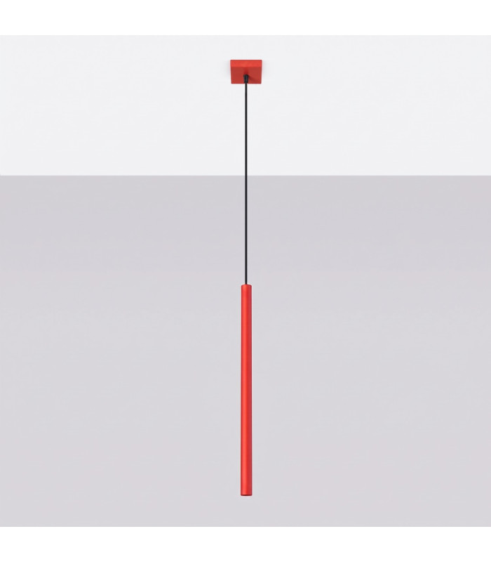 Pastelo Slim Pendant Ceiling Light Red 1x G9-2