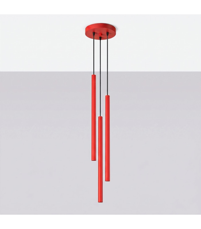 Pastelo Cluster Pendant Ceiling Light Red 3x G9-2