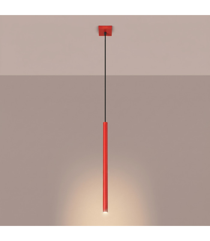 Pastelo Slim Pendant Ceiling Light Red 1x G9-3
