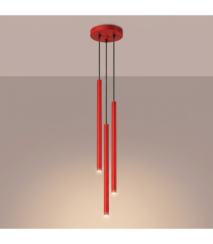 Pastelo Cluster Pendant Ceiling Light Red 3x G9-3