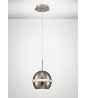 Dome Ceiling Pendant E27 Satin Nickel, Crystal - 2