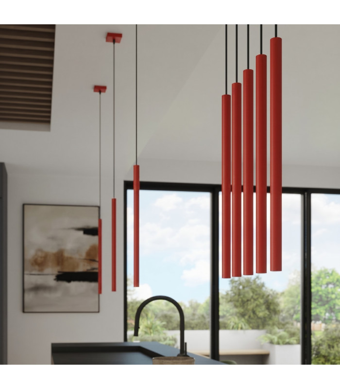 Pastelo Cluster Pendant Ceiling Light Red 2x G9-9