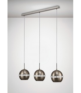 Ceiling Pendant 3 Light E27 Linear Polished Chrome, Crystal - 2