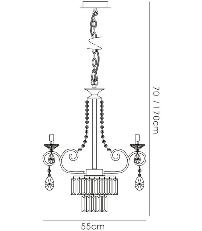 Ceiling Pendant Chandelier 4 Light G9 Polished Chrome, Crystal - 3