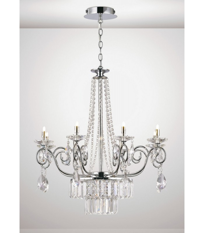 Ceiling Pendant Chandelier 8 Light G9 Polished Chrome, Crystal - 2