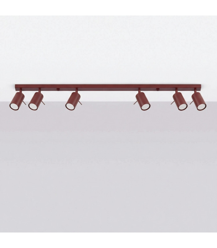 Ring Ceiling Spotlight Bar Burgundy 6x GU10-2