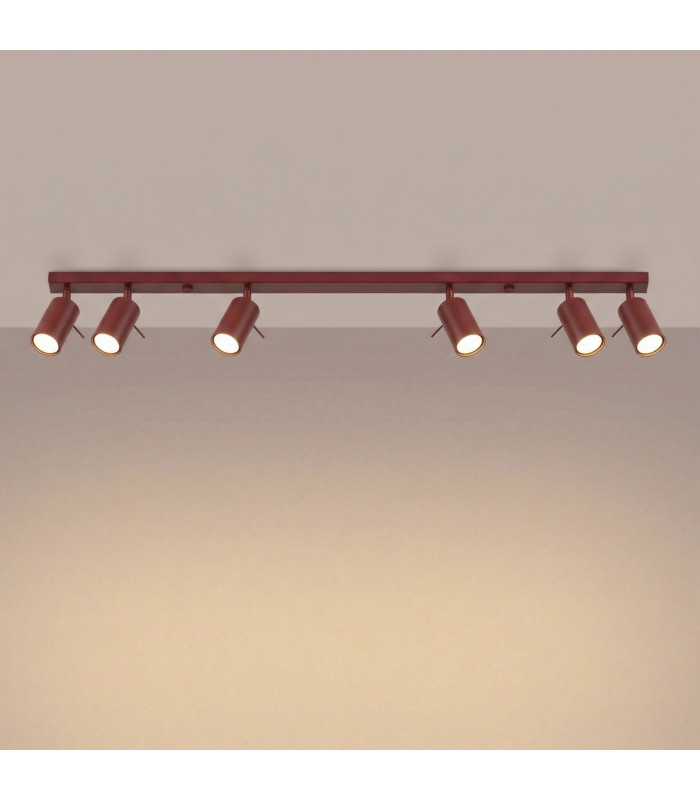 Ring Ceiling Spotlight Bar Burgundy 6x GU10-3